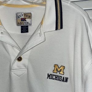 University of Michigan golf/polo shirt. White, Large. All cotton.